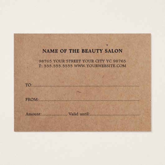 美しいシンプルギフトカード印刷クラフト (裏面)