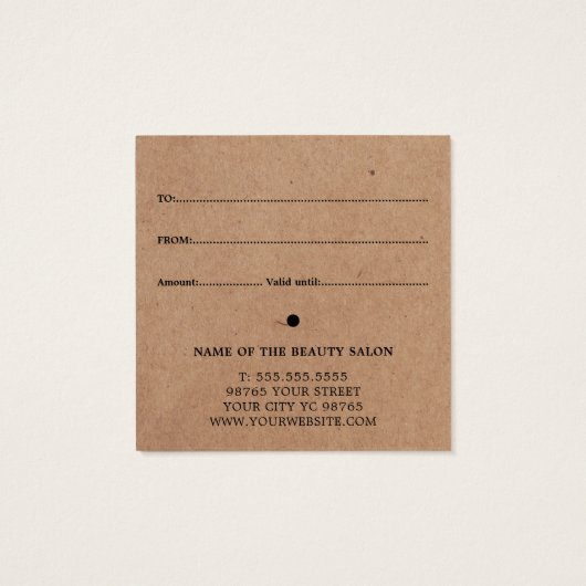 美しいシンプルギフトカード印刷クラフト (裏面)