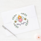 美しいシンプルクリスマスエンジェルシール ラウンドシール (封筒)