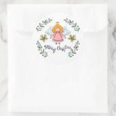 美しいシンプルクリスマスエンジェルシール ラウンドシール (バッグ)