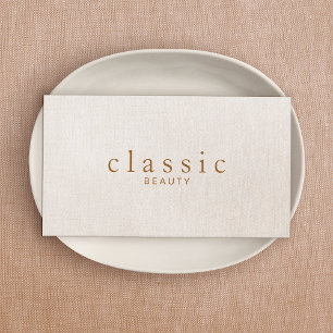 美しいシンプルベージュリネンルック 名刺