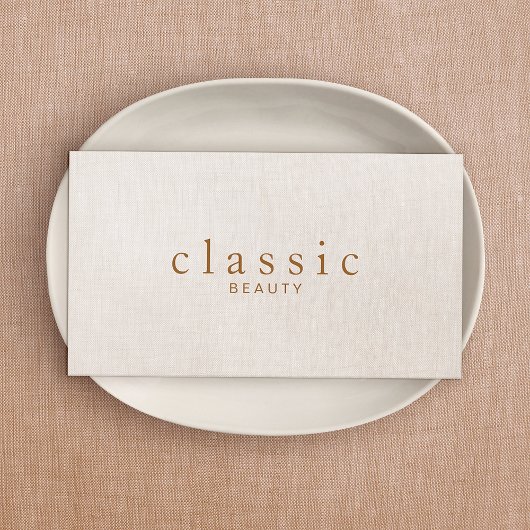 美しいシンプルベージュリネンルック 名刺