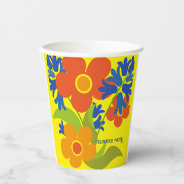 美しいシンプル夏のフローラデザイン 紙コップ