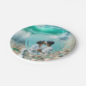 美しいシーグラス フォト ウェディング ペーパープレート (アングル)