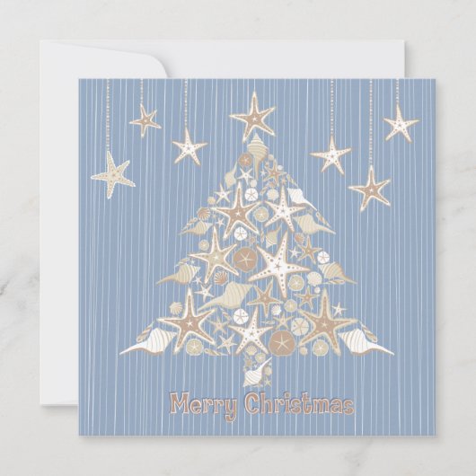美しいシーシェルクリスマスツリーパーティの招待状 招待状 (正面)