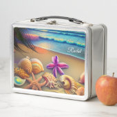 美しいシーシェルズオン海ビーチ弁当箱 メタルランチボックス (インサイチュ)