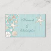 美しいシーシェルビーチ結婚式テーブル座席表 プレイスカード (裏面)