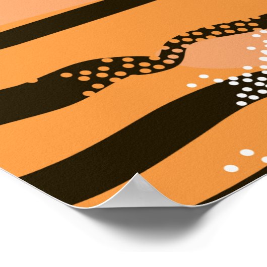 美しいシームレスなタイガーパターン、桃の色 ポスター (角)