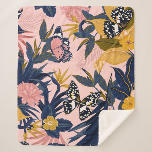 美しいシームレス芸術的な熱帯パターン シェルパブランケット (正面)