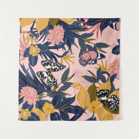 美しいシームレス芸術的な熱帯パターン タペストリー (正面(横))