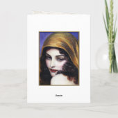 美しいジプシーの女の子との挨拶状の芸術 カード (裏面)