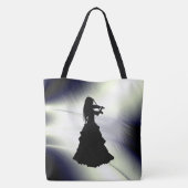 美しいジプシーの女の遊子のバイオリン緑 トートバッグ (裏面)