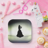 美しいジプシーの女の遊子のバイオリン緑 ペーパープレート (パーティー)