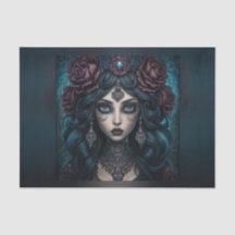 美しいジプシー占い師の女性のデコパージュ