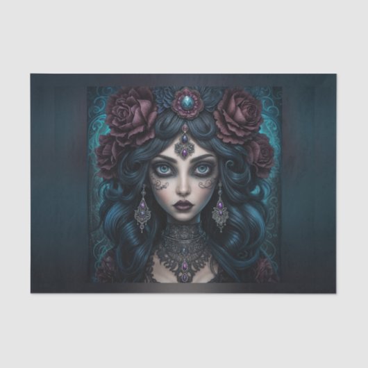 美しいジプシー占い師の女性のデコパージュ 薄葉紙 (正面)