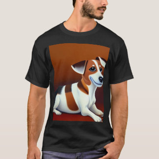 美しいジャック・ラッセル・テリアのキャラクターの油絵 Tシャツ