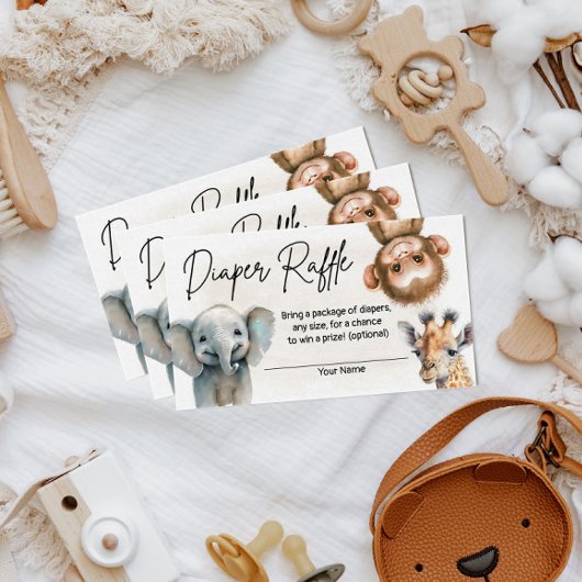美しいジャングルかわいい赤ちゃんシャワーおむつラッフルカード エンクロージャーカード