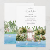 美しいジャングルの川のベビーシャワー 招待状 (正面/裏面)