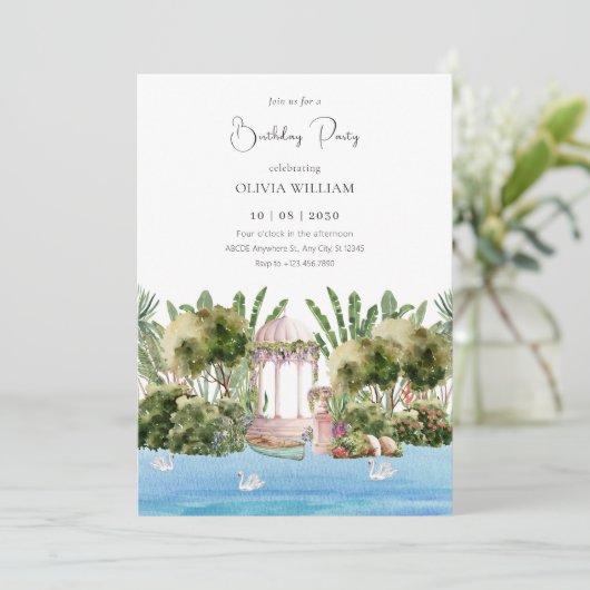 美しいジャングルの川の誕生日 招待状 (スタンド正面)