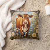 美しいジャージーカウインデイジーフィールドヴィンテージ クッション (ブランケット)