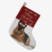 美しいジャーマン・シェパードのクリスマスのストッキング ラージクリスマスストッキング (正面 (吊り時))