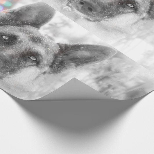 美しいジャーマン・シェパードのクリスマスのプレゼントの覆い ラッピングペーパー (角)