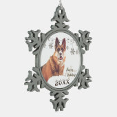 美しいジャーマン・シェパードの休日のオーナメント スノーフレークピューターオーナメント (左)