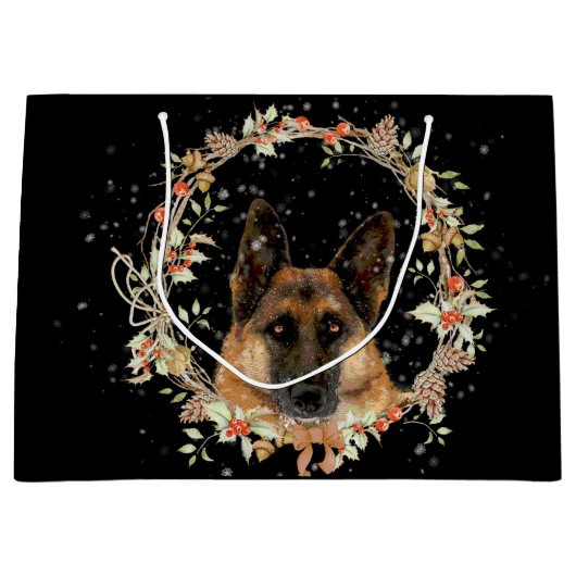 美しいジャーマン・シェパードの休日のギフトバッグ ラージペーパーバッグ (正面)