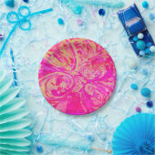 美しいジュエルトーンの赤とフクシアピンクのアブストラクト ペーパープレート (パーティー)