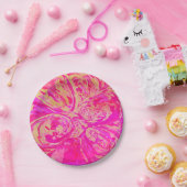 美しいジュエルトーンの赤とフクシアピンクのアブストラクト ペーパープレート (パーティー)