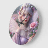 美しいジューンフェアリーのバラ ラージ壁時計 (傾斜)