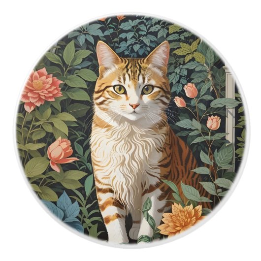 美しいジンジャーキャットの植物園 セラミックノブ (正面)