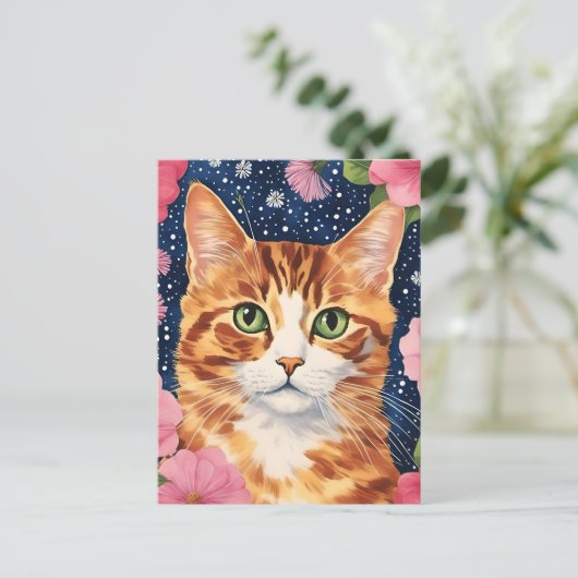 美しいジンジャー猫 ポストカード (スタンド正面)