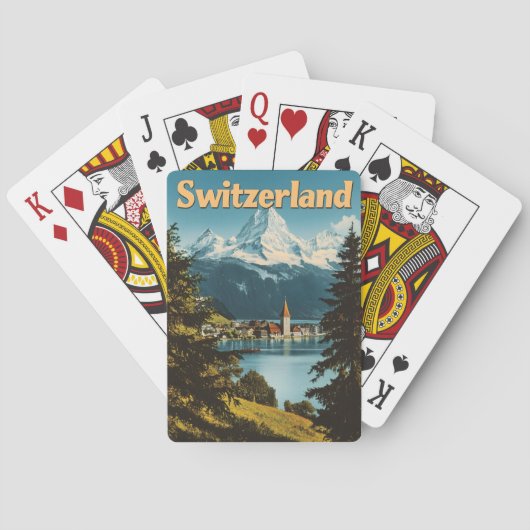 美しいスイススイスアルプス名勝の山々 トランプ (裏面)