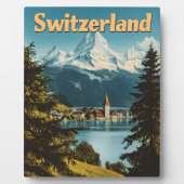 美しいスイススイスアルプス名勝の山々 フォトプラーク (正面)