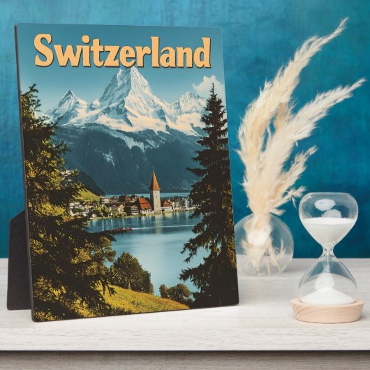 美しいスイススイスアルプス名勝の山々 フォトプラーク (側面)