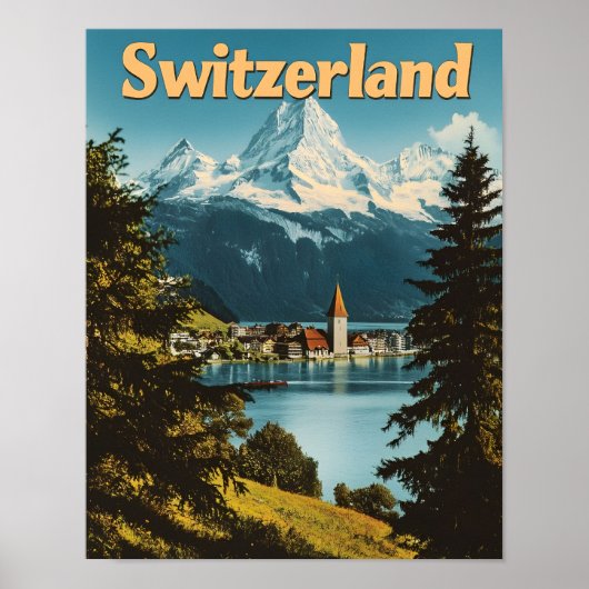 美しいスイススイスアルプス名勝の山々 ポスター (正面)