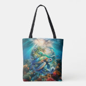 美しいスイミングウミガメのトートバッグ トートバッグ (裏面)