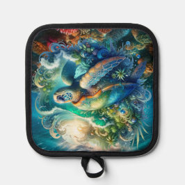 美しいスイミングウミガメ 鍋敷き