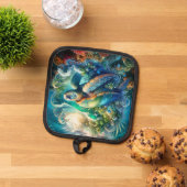 美しいスイミングウミガメ 鍋敷き (トップダウン)