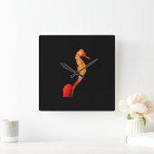 美しいスイミングシーホース姿オンフロント スクエア壁時計 (ホーム)