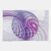 美しいスウィングモダン抽象芸術フラクタルアートピンク キッチンタオル (横)