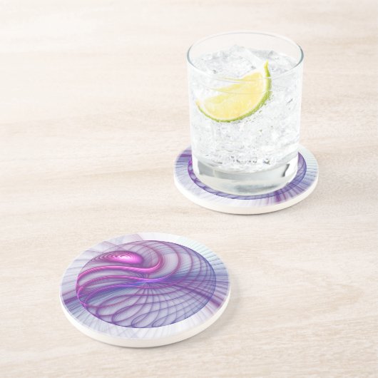 美しいスウィングモダン抽象芸術フラクタルアートピンク コースター (側面)