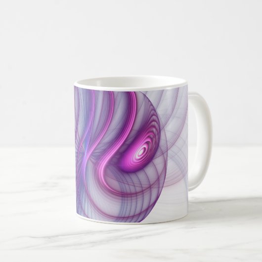 美しいスウィングモダン抽象芸術フラクタルアートピンク コーヒーマグカップ (正面右)