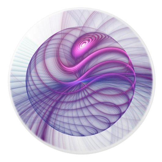 美しいスウィングモダン抽象芸術フラクタルアートピンク セラミックノブ (正面)