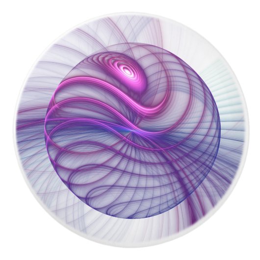 美しいスウィングモダン抽象芸術フラクタルアートピンク セラミックノブ (正面)