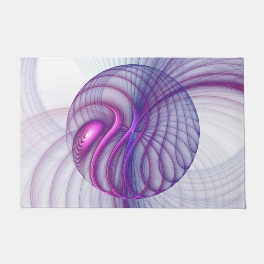 美しいスウィングモダン抽象芸術フラクタルアートピンク ドアマット (正面)