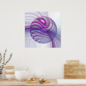 美しいスウィングモダン抽象芸術フラクタルアートピンク ポスター (キッチン)