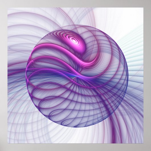 美しいスウィングモダン抽象芸術フラクタルアートピンク ポスター (正面)