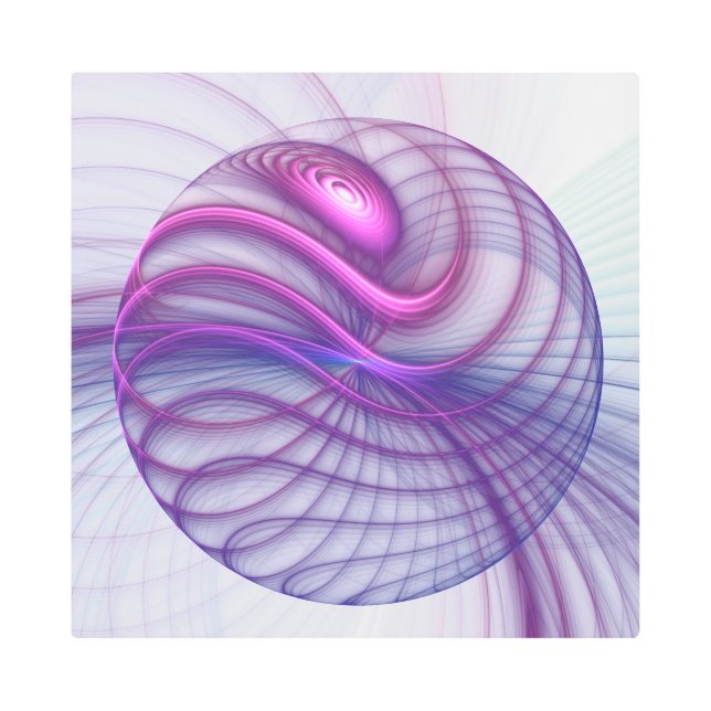 美しいスウィングモダン抽象芸術フラクタルアートピンク メタルプリント (正面)